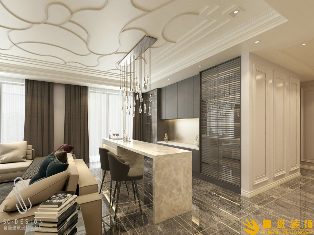 龍湖世紀峰景385平別墅裝修設計酒水間