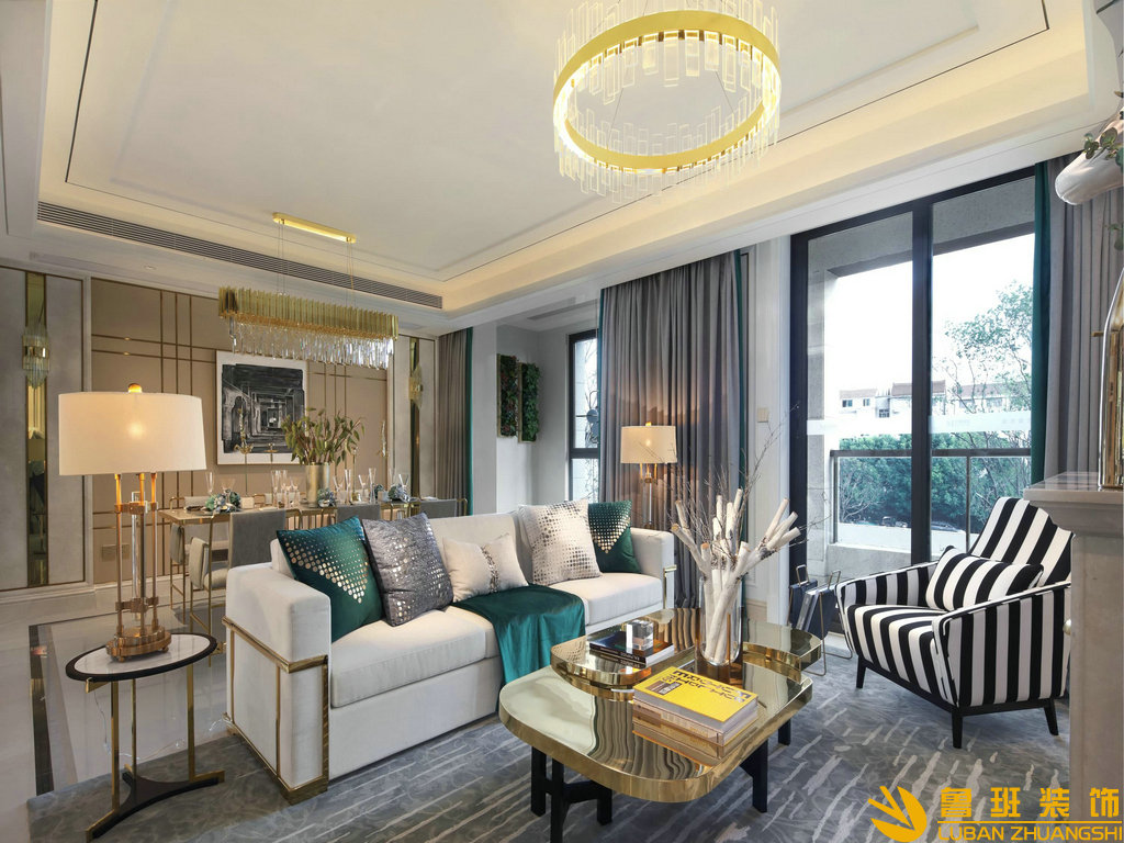 蔚藍卡地亞238平設計裝修客廳