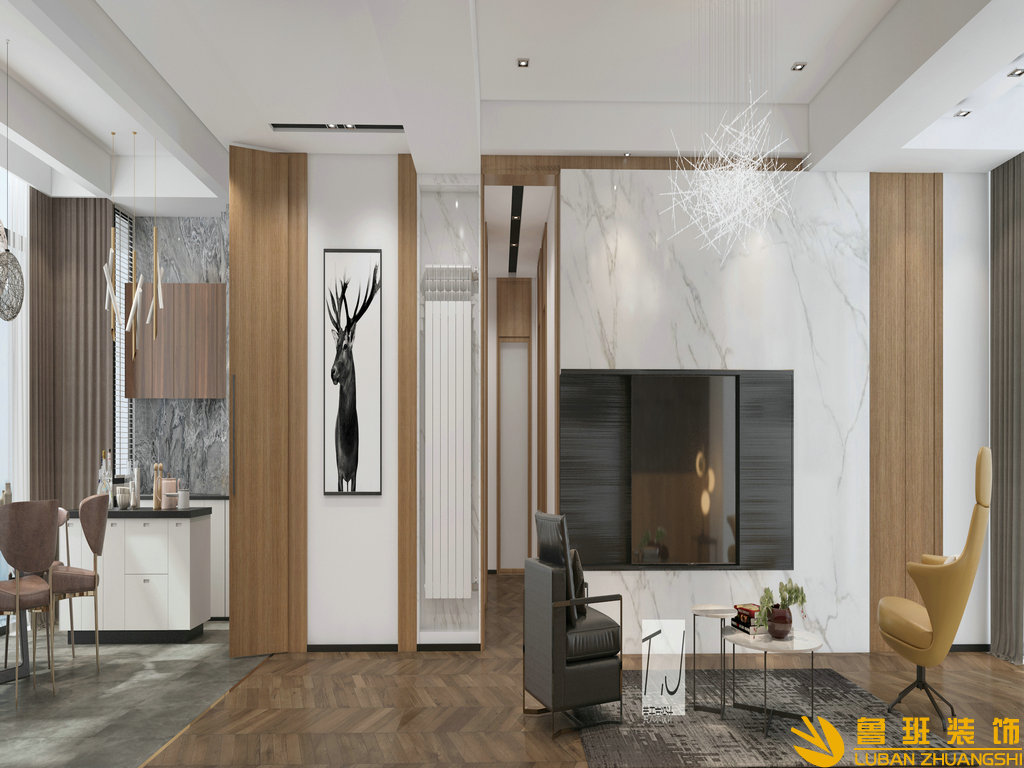 華僑城161平現代設計裝修客廳