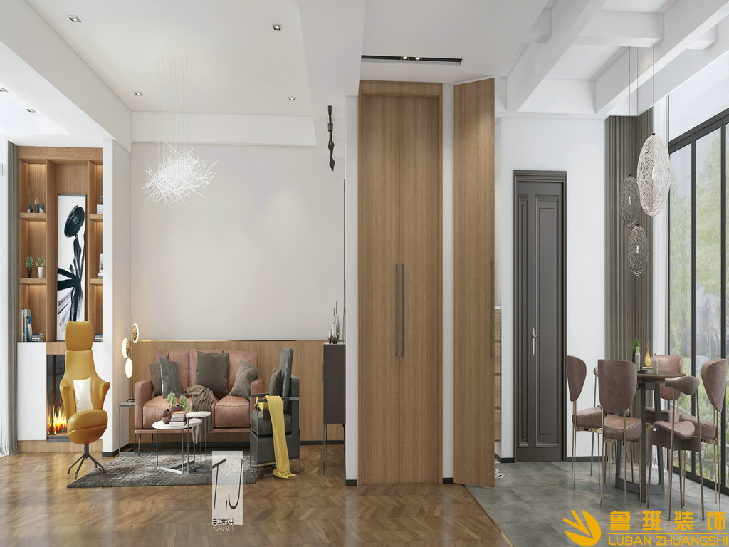 華僑城161平現代設計裝修客廳1