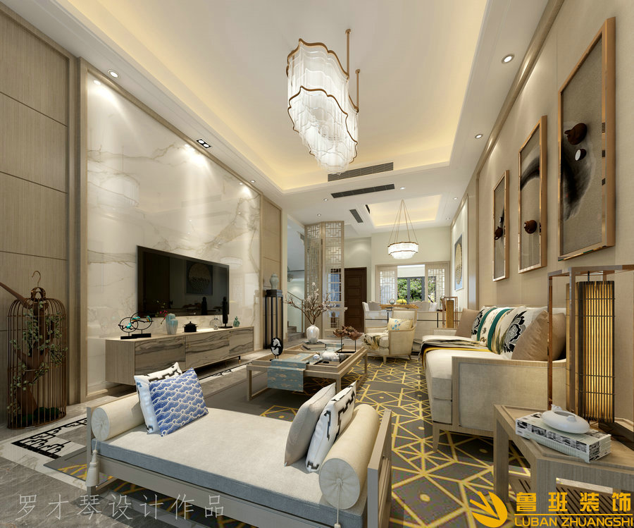 七里坪緣山別墅設計裝修客廳