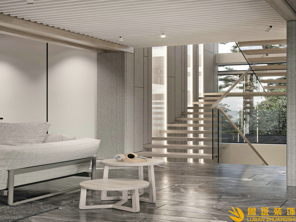 麓湖·玲瓏嶼360平現代簡約別墅裝飾設計樓梯