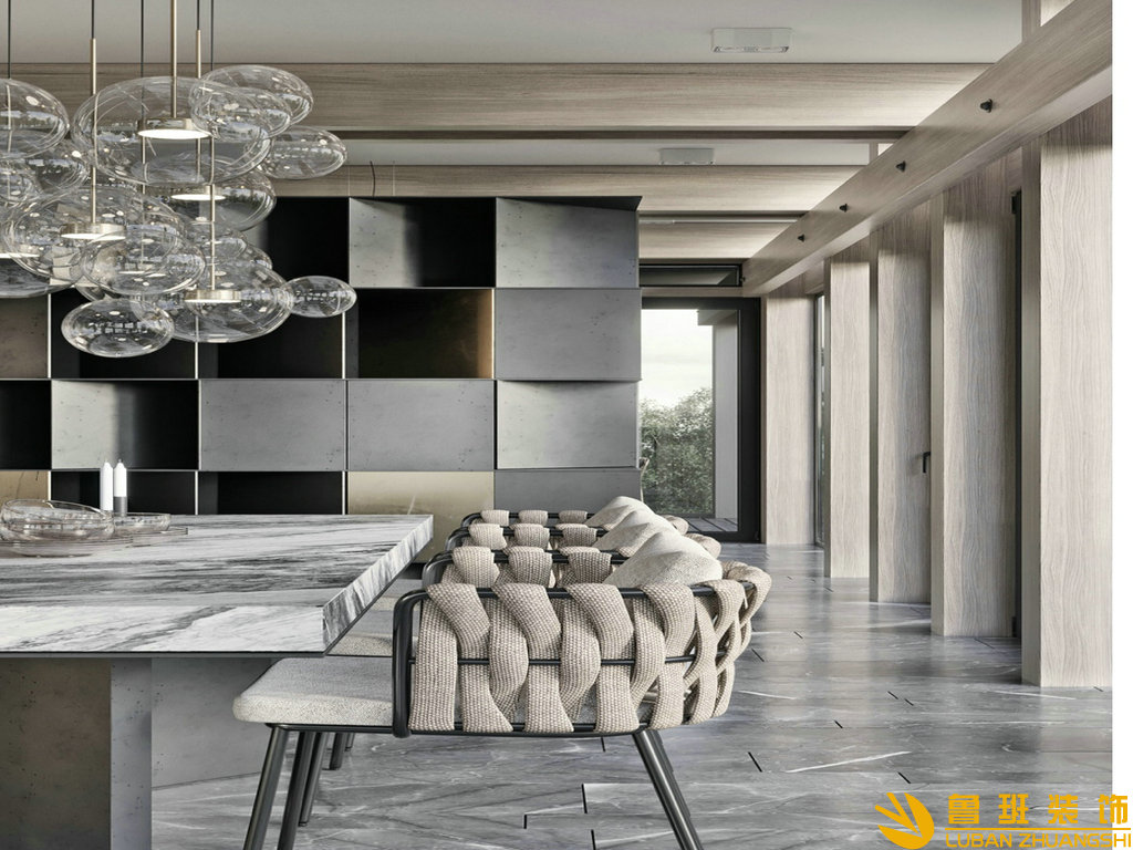 麓湖·玲瓏嶼360平現代簡約別墅裝飾設計餐廳