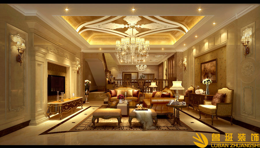 蜀郡370平混搭別墅裝飾設計客廳