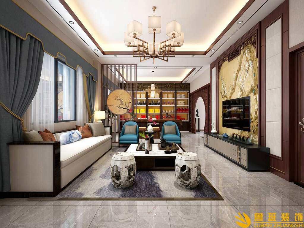 南郡七英里500平新中式別墅裝修設計茶室