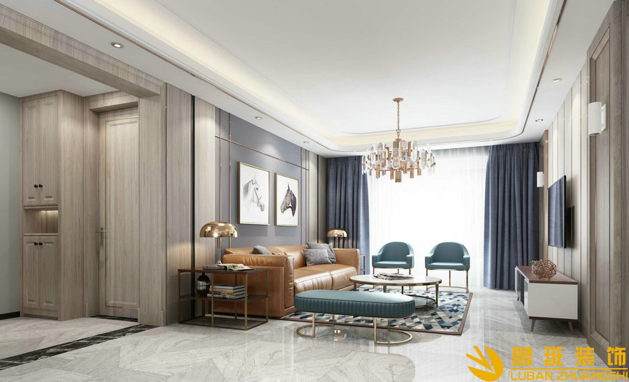 東郡湖景灣117現代裝修設計客廳1