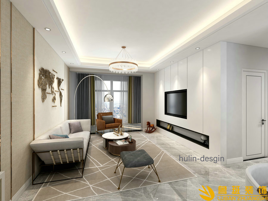 華潤柒公館113平設(shè)計(jì)裝修客廳