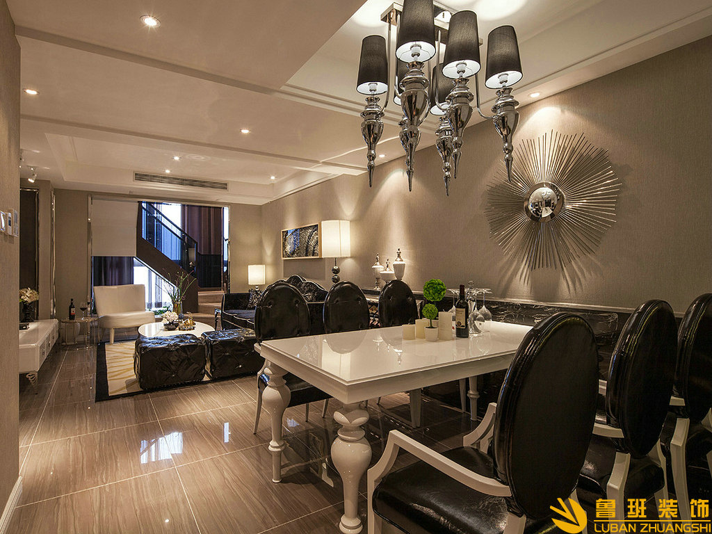保利兩河森林220㎡現(xiàn)代別墅裝修設計餐廳