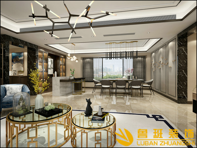 戛納灣·金棕櫚145㎡新中式裝修設計客廳