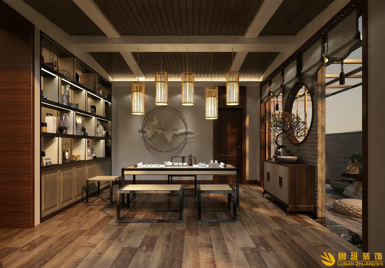 金色莊園240㎡新中式別墅裝修設計茶室