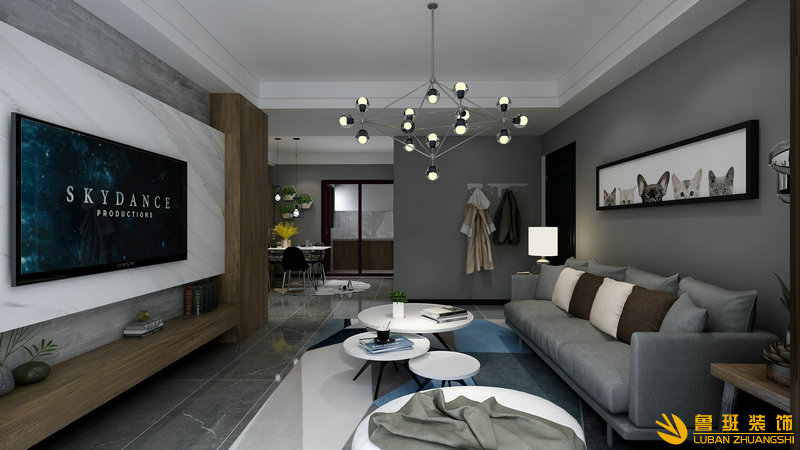 九里晴川125㎡北歐風(fēng)格裝修設(shè)計客廳3