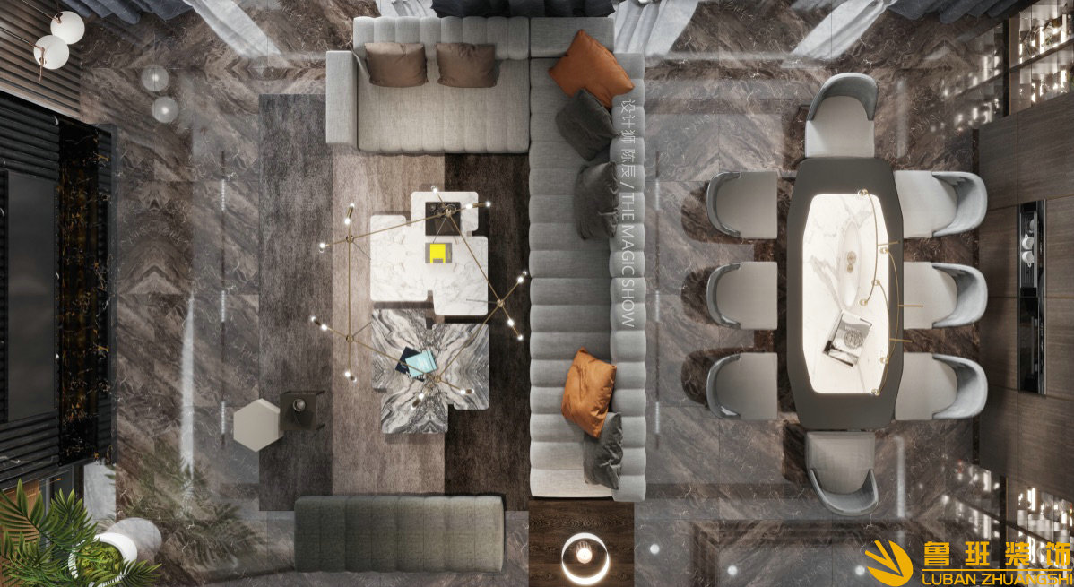 大溪谷躍層200平方米 四室兩廳 現代輕奢客廳2