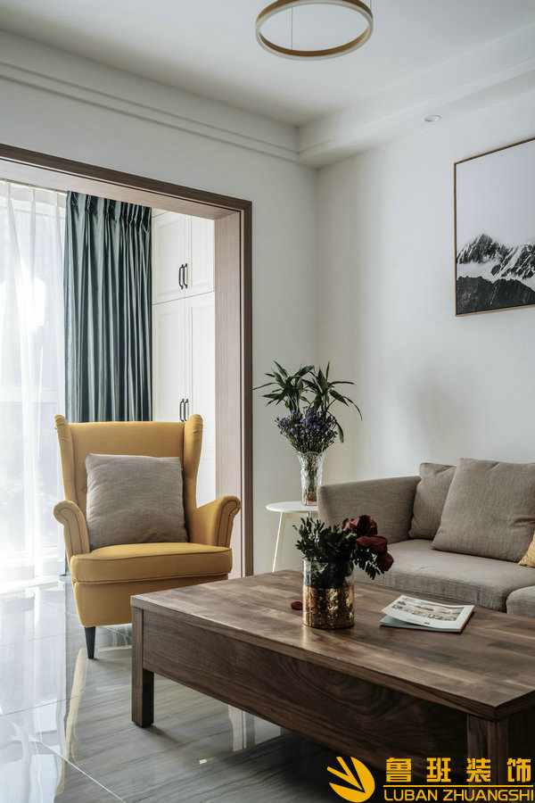 金沙鷺島95平裝修設(shè)計客廳1