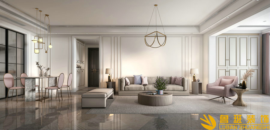 盛和林語105平時(shí)尚輕奢裝修設(shè)計(jì)客餐廳