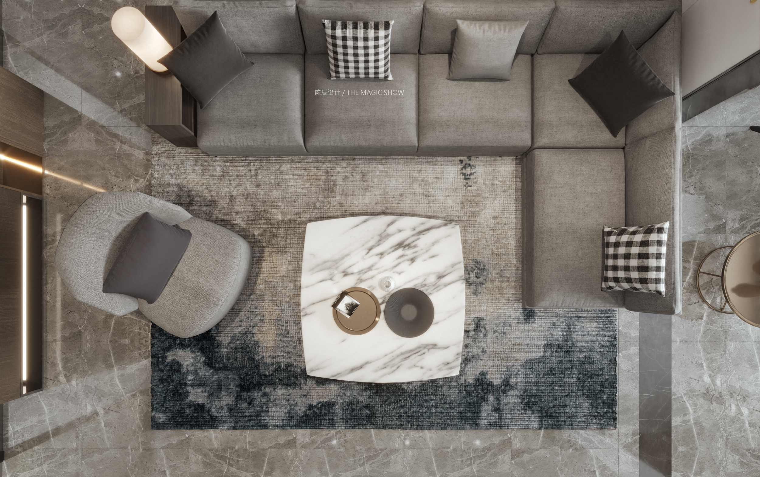 海棠時代廣場150平方米 三室兩廳 現代輕奢客廳5