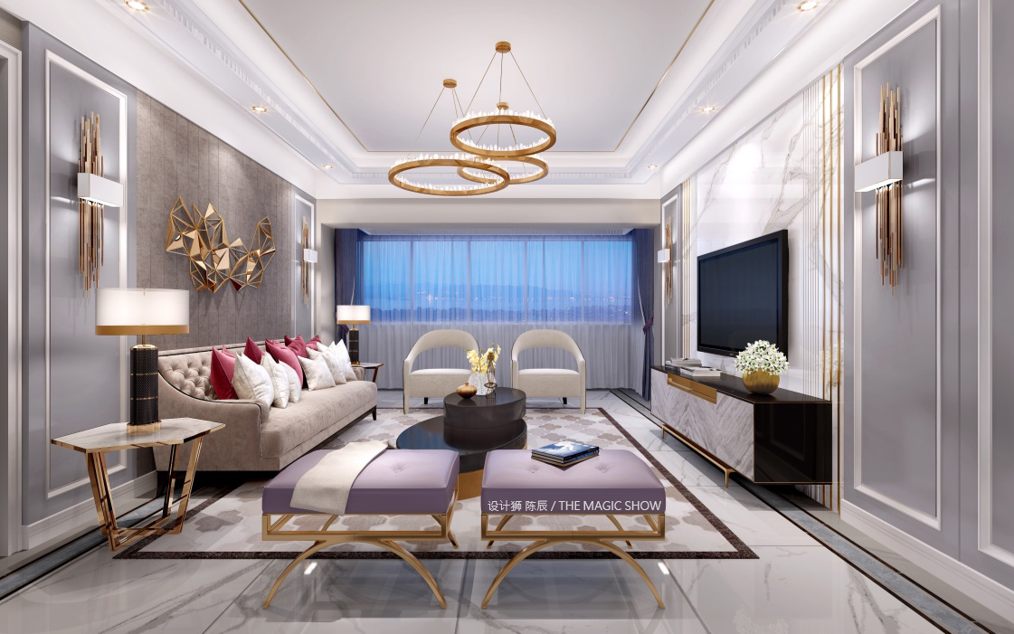 吉祥里180平方米 三室兩廳現(xiàn)代輕奢客廳