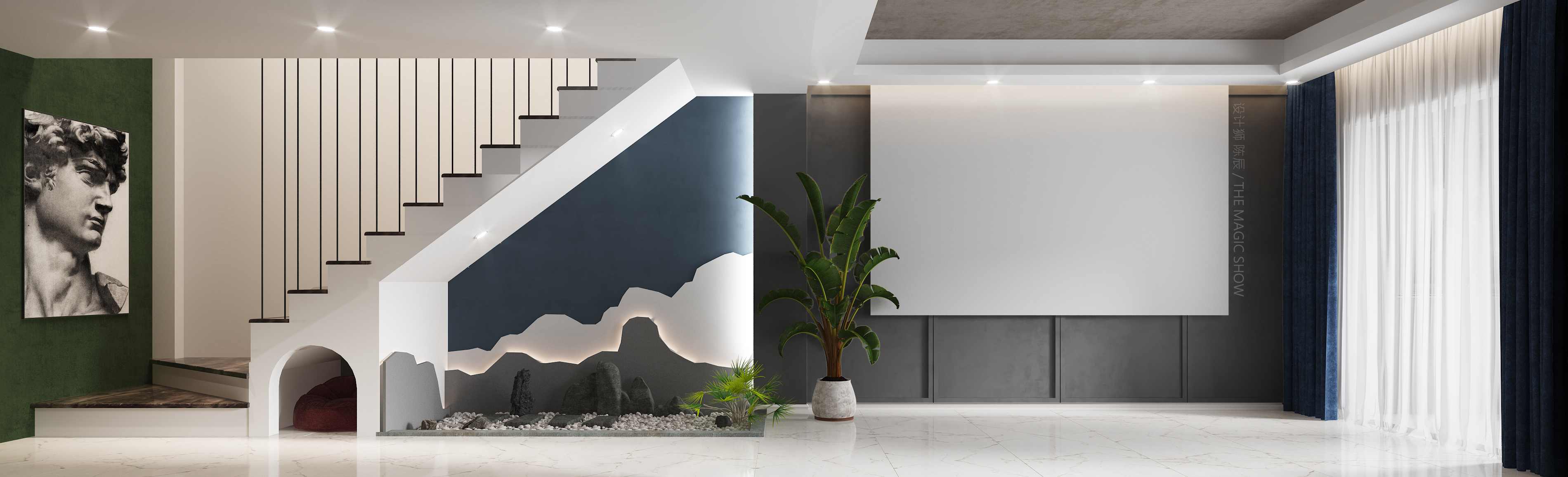 金馬湖壹號(hào)別墅400平方米 現(xiàn)代混搭地下室