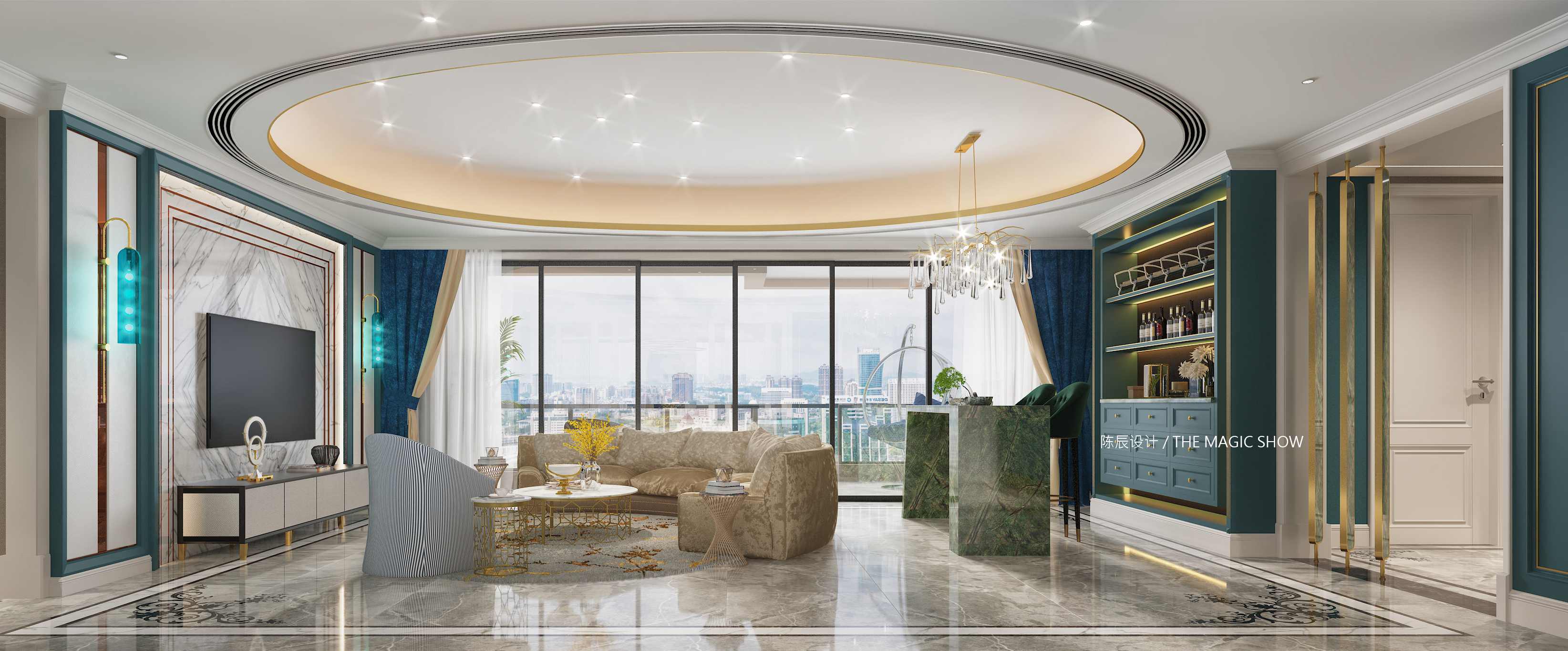 卡地亞花園城175平方米 四室兩廳 歐式輕奢客廳