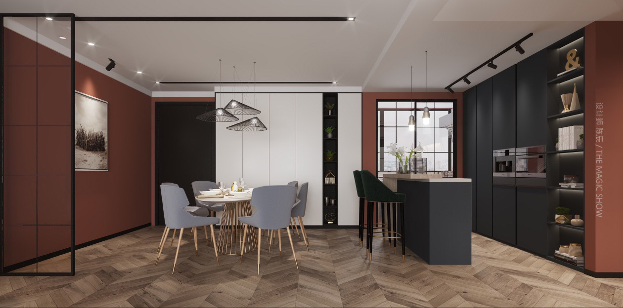 雅居樂十里花巷160平方米 三室兩廳  現代輕奢餐廳