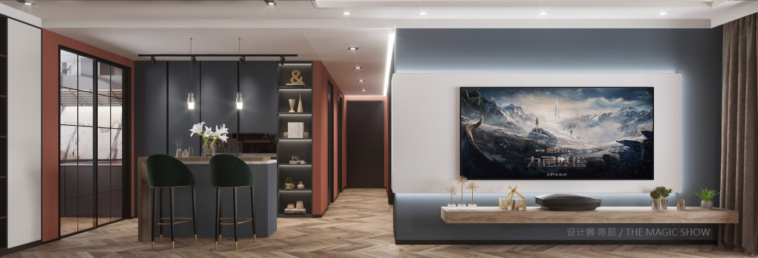 雅居樂十里花巷160平方米 三室兩廳  現代輕奢客廳1