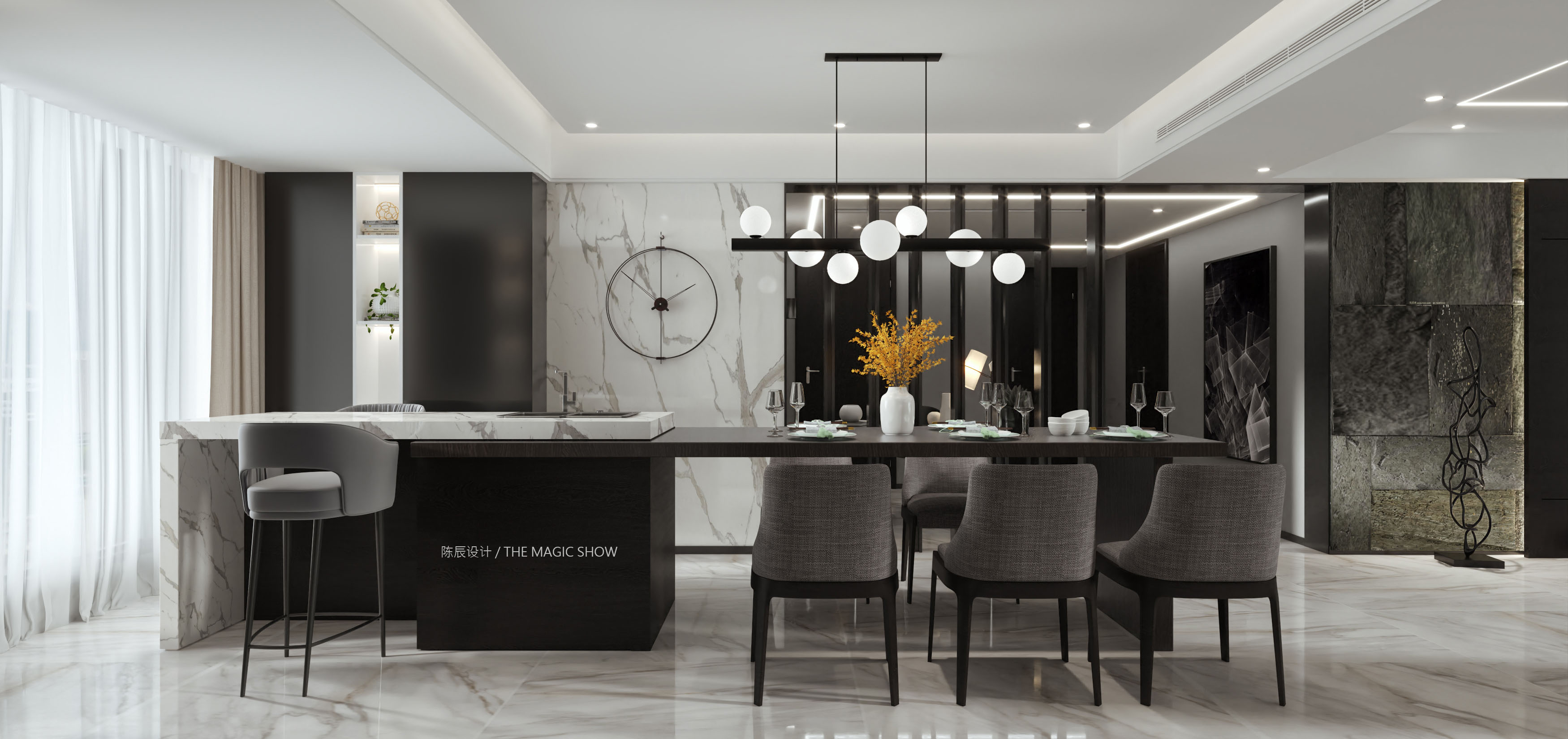 中環豐錦180平方米 三室兩廳 現代輕奢餐廳