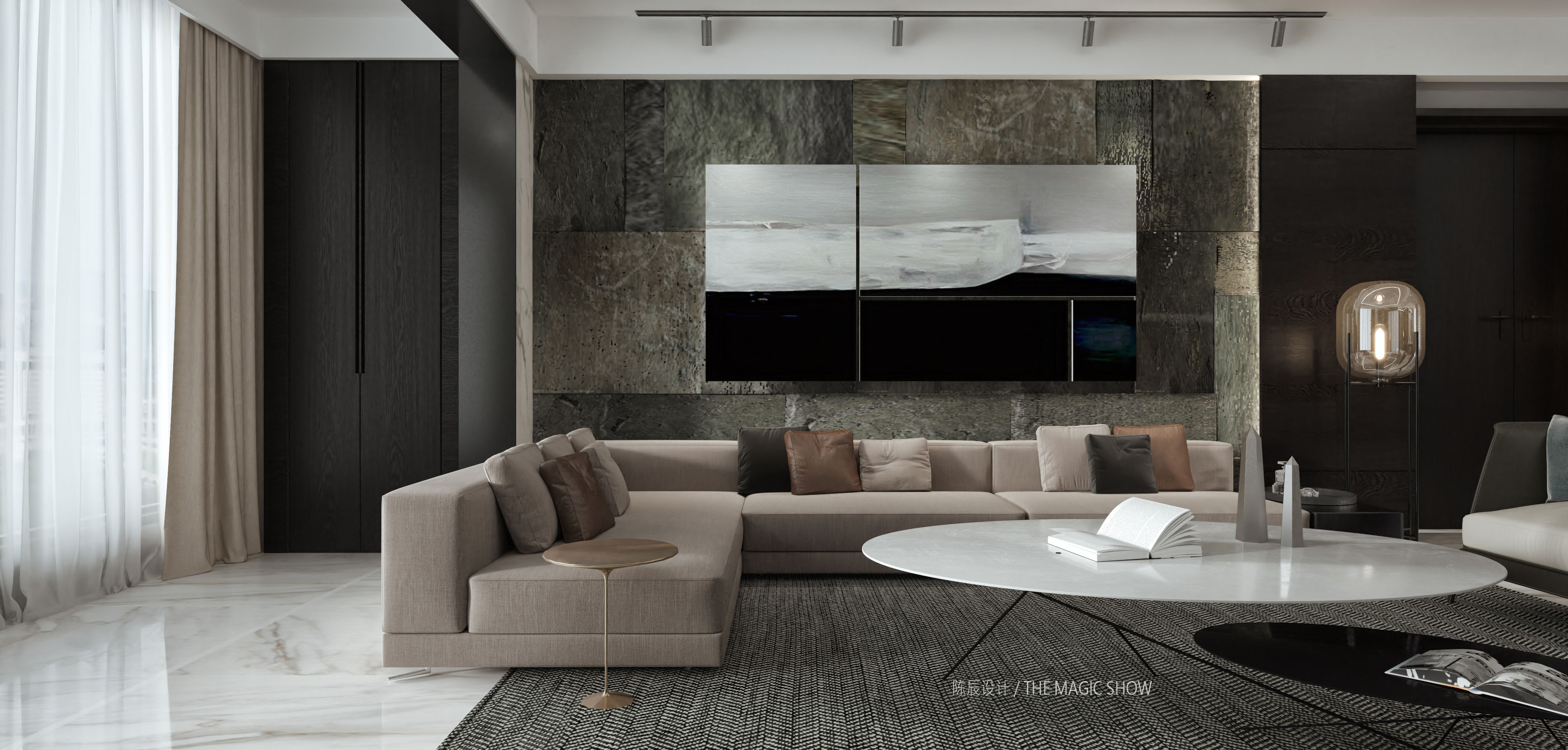 中環豐錦180平方米 三室兩廳 現代輕奢客廳2