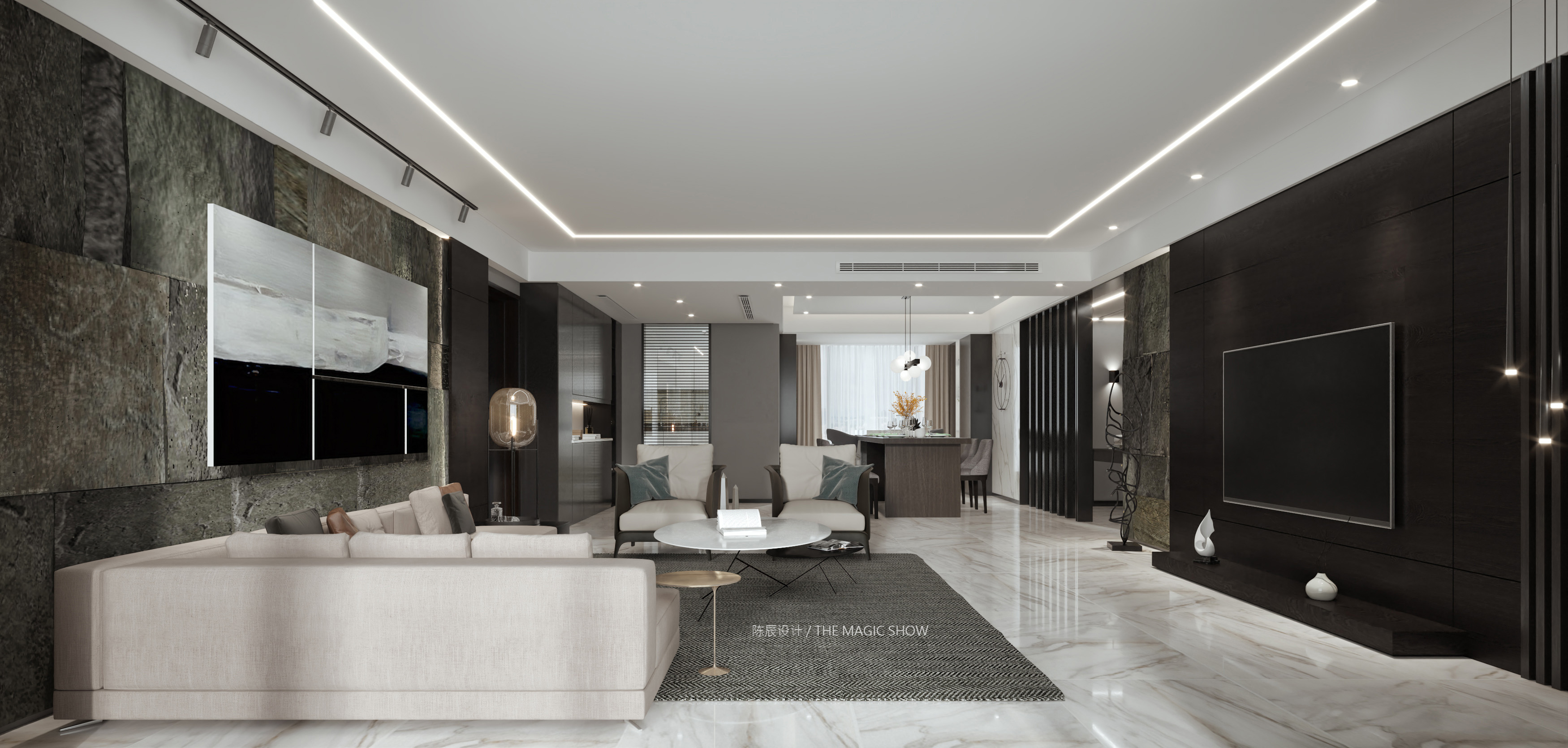 中環豐錦180平方米 三室兩廳 現代輕奢客廳3