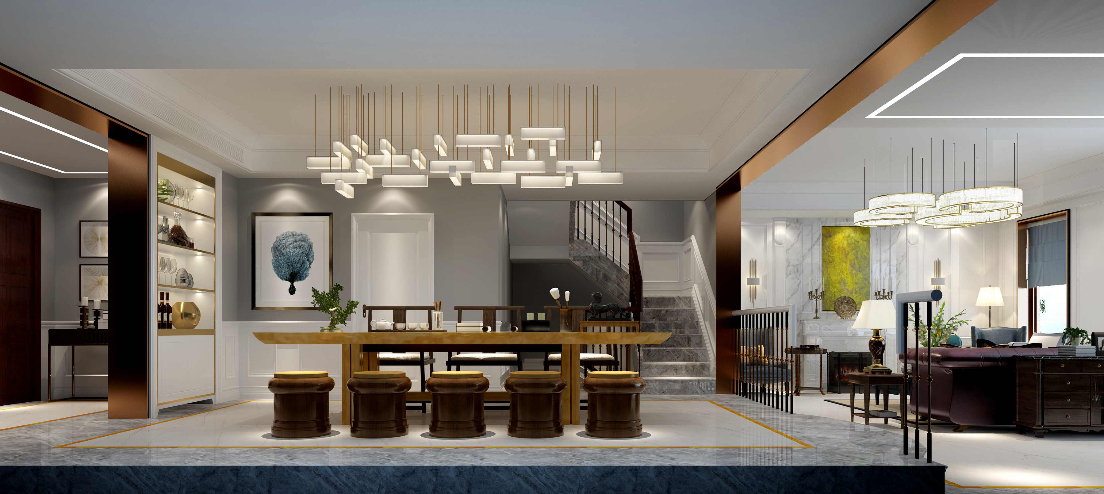 悠山郡 五室三廳520㎡混搭風格茶室