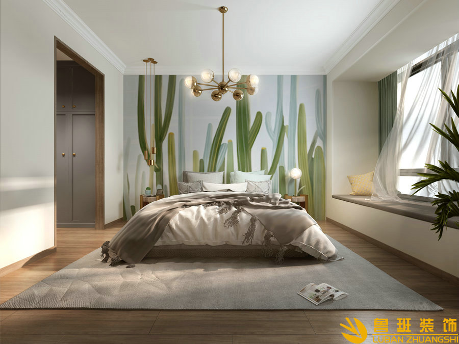 中州中央公園120平法式設(shè)計裝修臥室