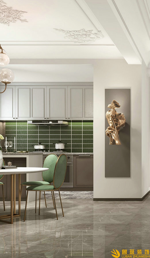 中州中央公園120平法式設(shè)計裝修客廳一角