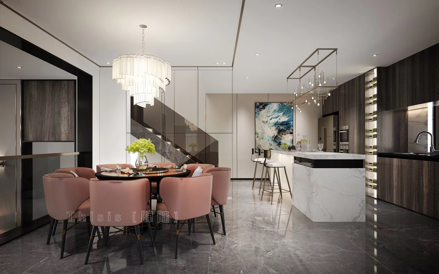 都市半山500 坪別墅設計餐廳