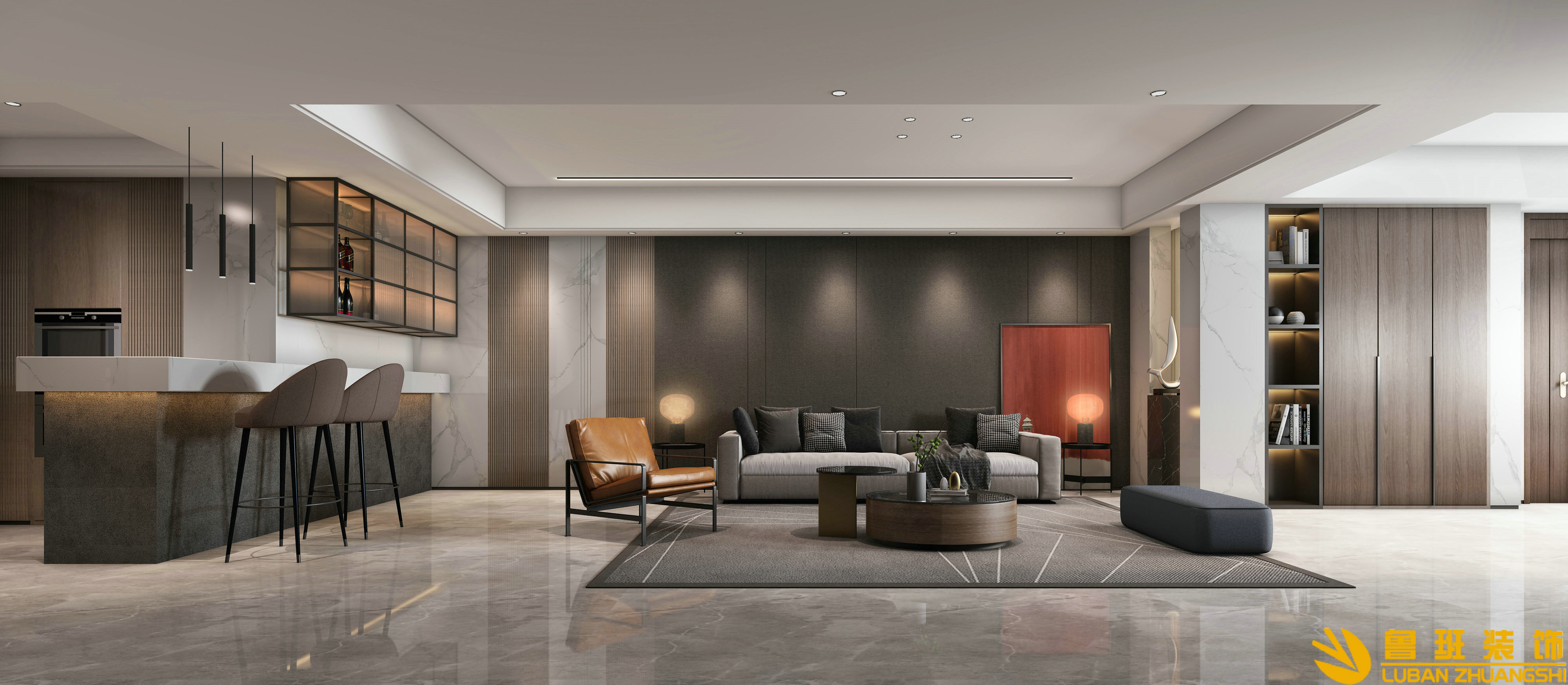 保利國賓四室三衛210平現代風格客廳