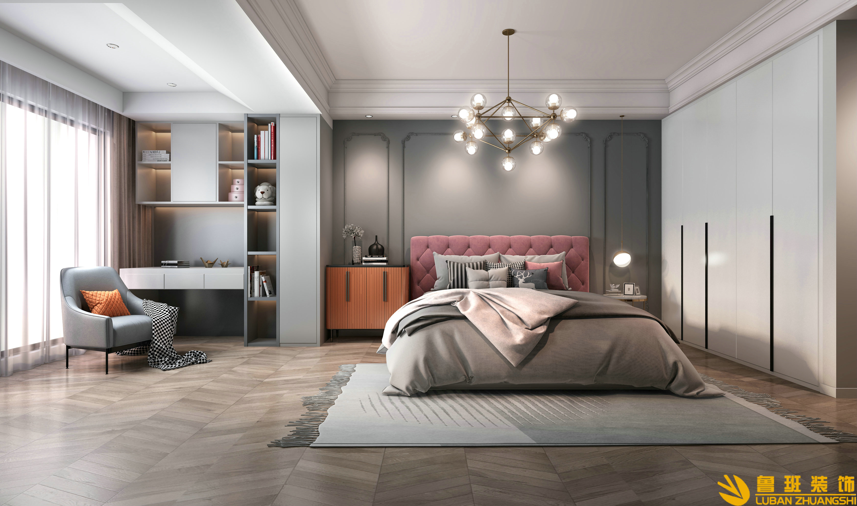 保利國賓四室三衛210平現代風格臥室2