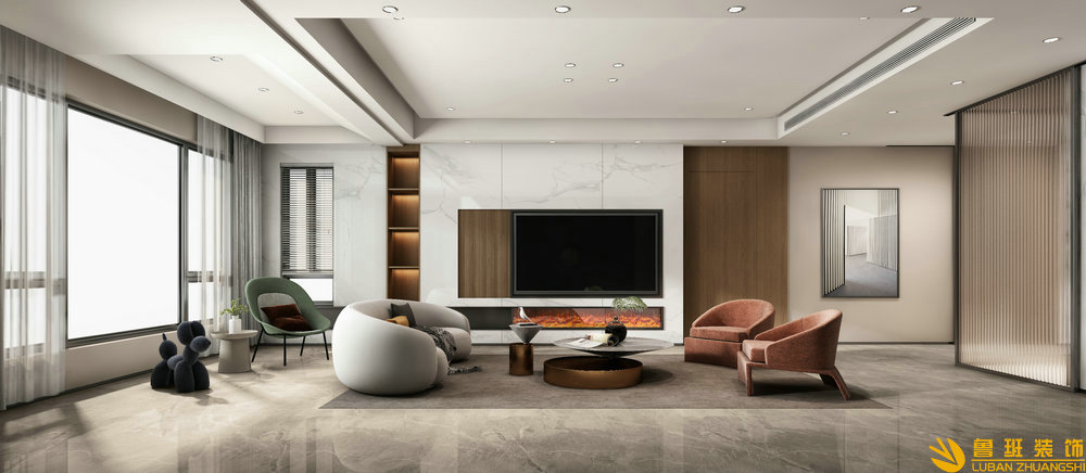 城南華府三室兩衛140平米現代風格客廳