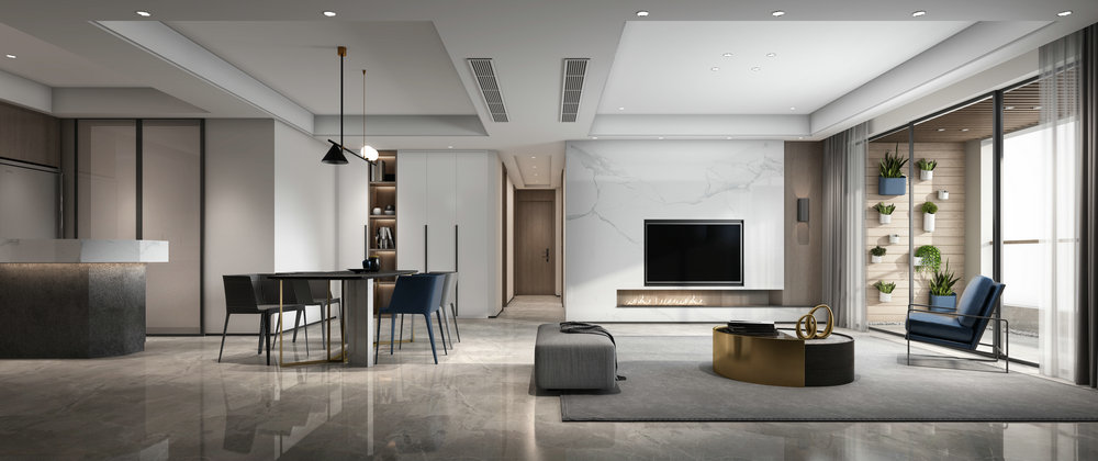 中鐵金山三室兩衛(wèi)124平米現(xiàn)代風(fēng)格客廳