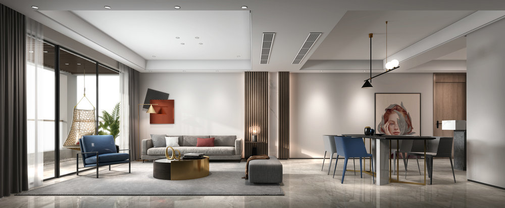 中鐵金山三室兩衛(wèi)124平米現(xiàn)代風(fēng)格客廳1