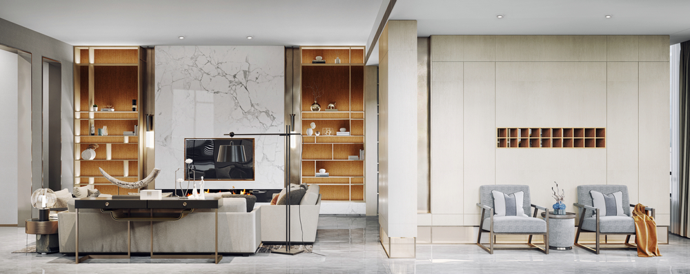 魯班合院別墅設計650平客廳1