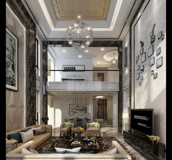 保利拉菲莊園500平港式別墅設(shè)計