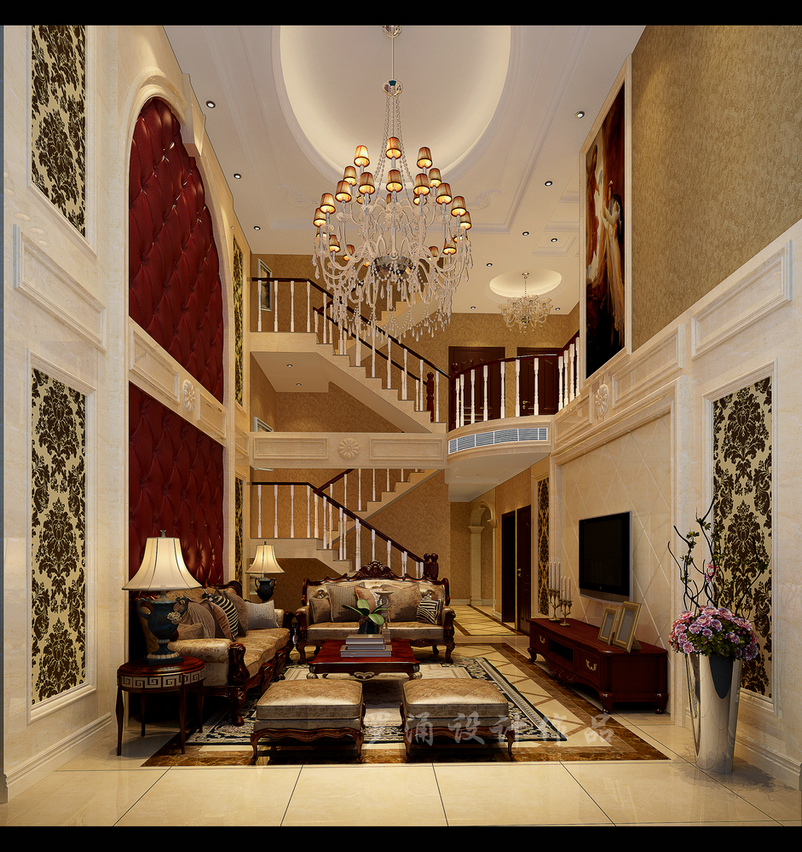 恒大金碧天下疊拼別墅設(shè)計客廳