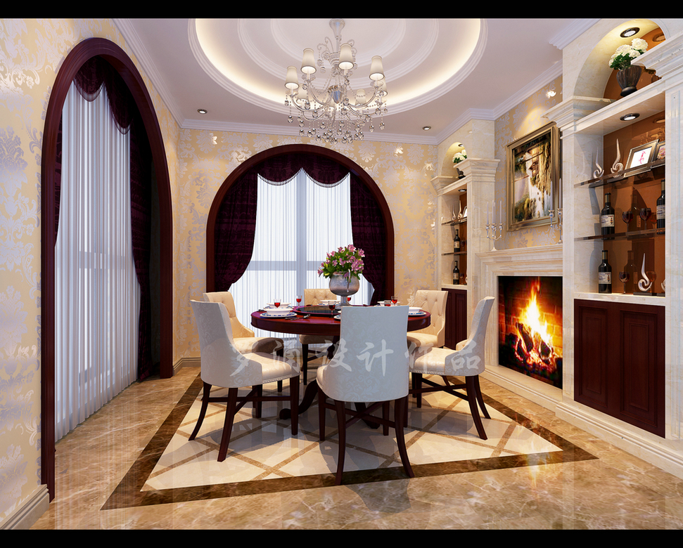 恒大金碧天下疊拼別墅設(shè)計餐廳