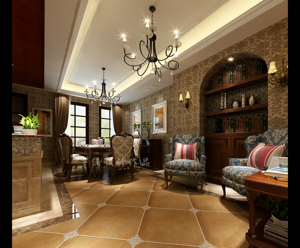 洛森堡別墅設計客廳全景
