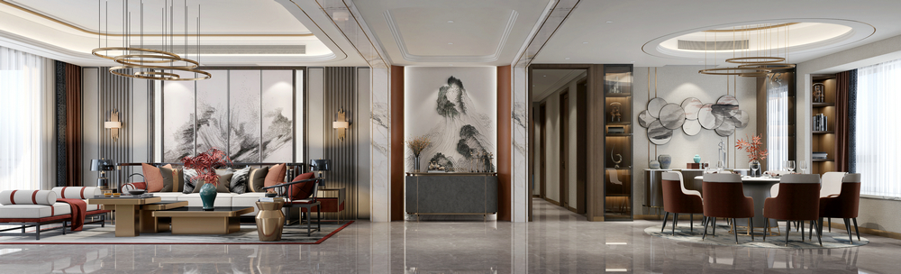 德陽碧桂園200平中式大平層設計客廳