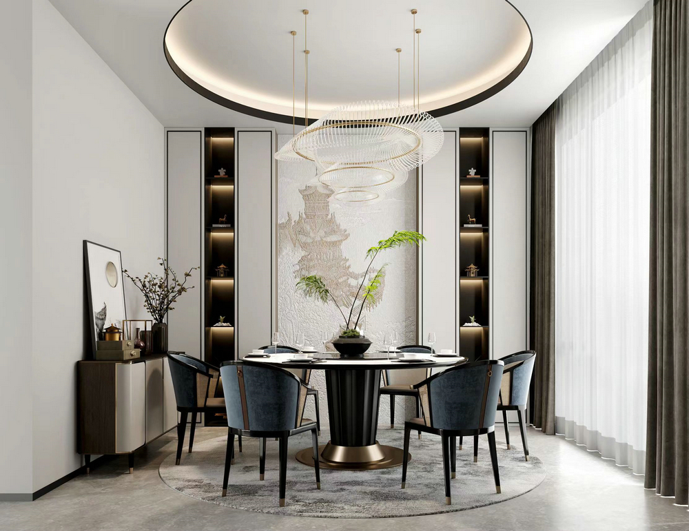 龍湖悠山郡400平中式別墅設計餐廳