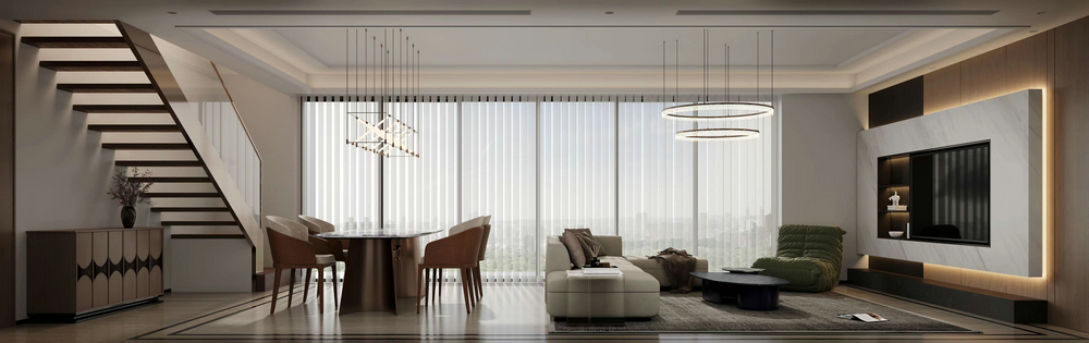 中糧瓏悅錦云200平躍層設(shè)計(jì)客廳