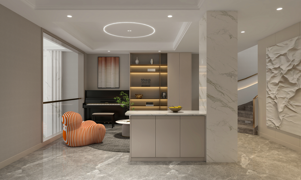 東湖花語別墅現代輕奢700平設計鋼琴區