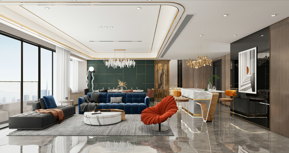 龍湖樊城300平別墅設(shè)計客廳