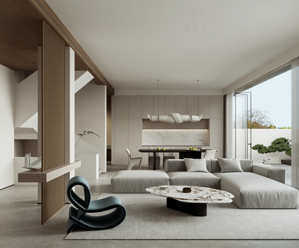 中南樾府現代極簡別墅設計餐廳