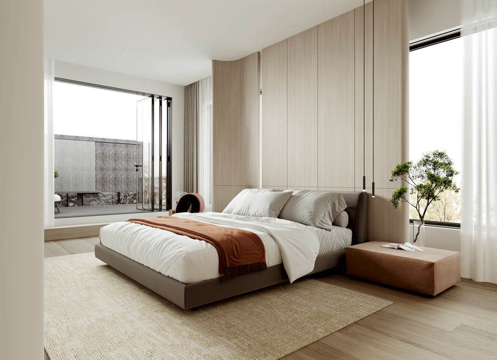 中南樾府現代極簡別墅設計臥室