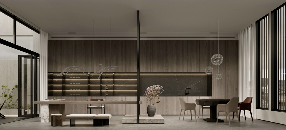 宸光和悅疊拼別墅意式輕奢設(shè)計麻將室