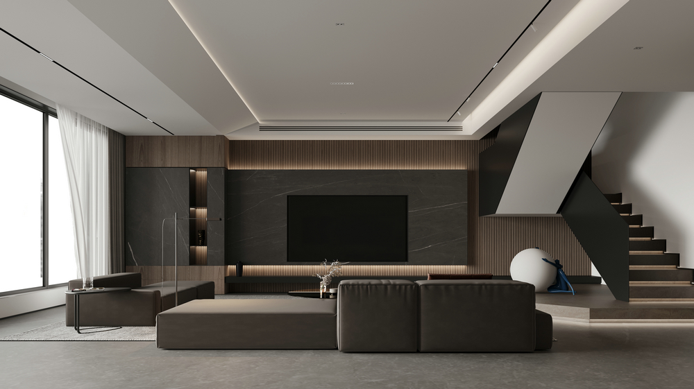 宸光和悅疊拼別墅意式輕奢設(shè)計客廳